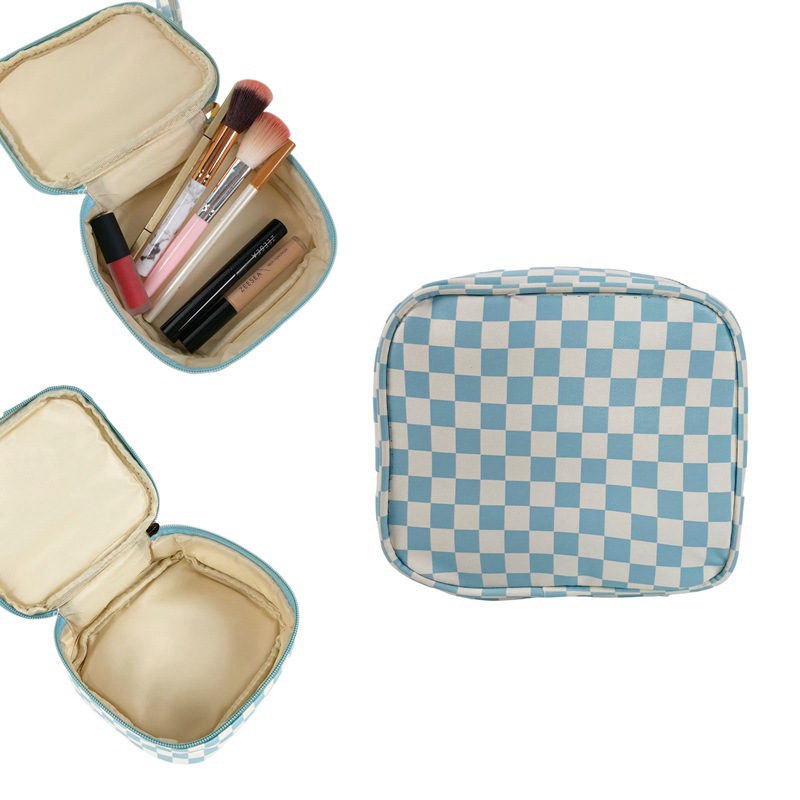 Korean Plaid Makeup Pouch