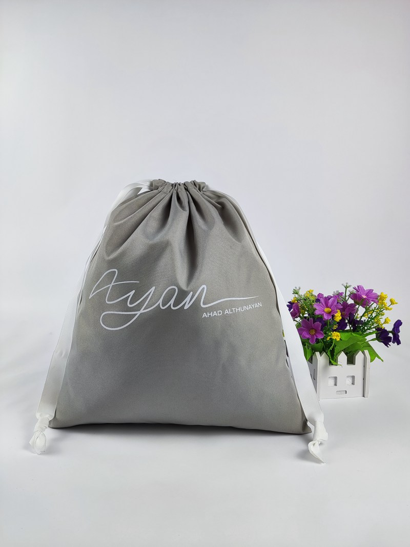 Custom Logo Grey Oxford Drawstring Bags 