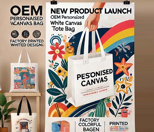 New Product Launch: Personalized White Canvas Bag and Printed Tote Bag