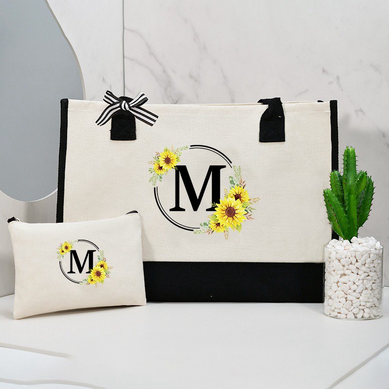 Custom Letter Canvas Tote