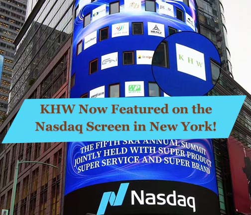 Good News! 🎉 KHW Now Featured on the Nasdaq Screen in New York!