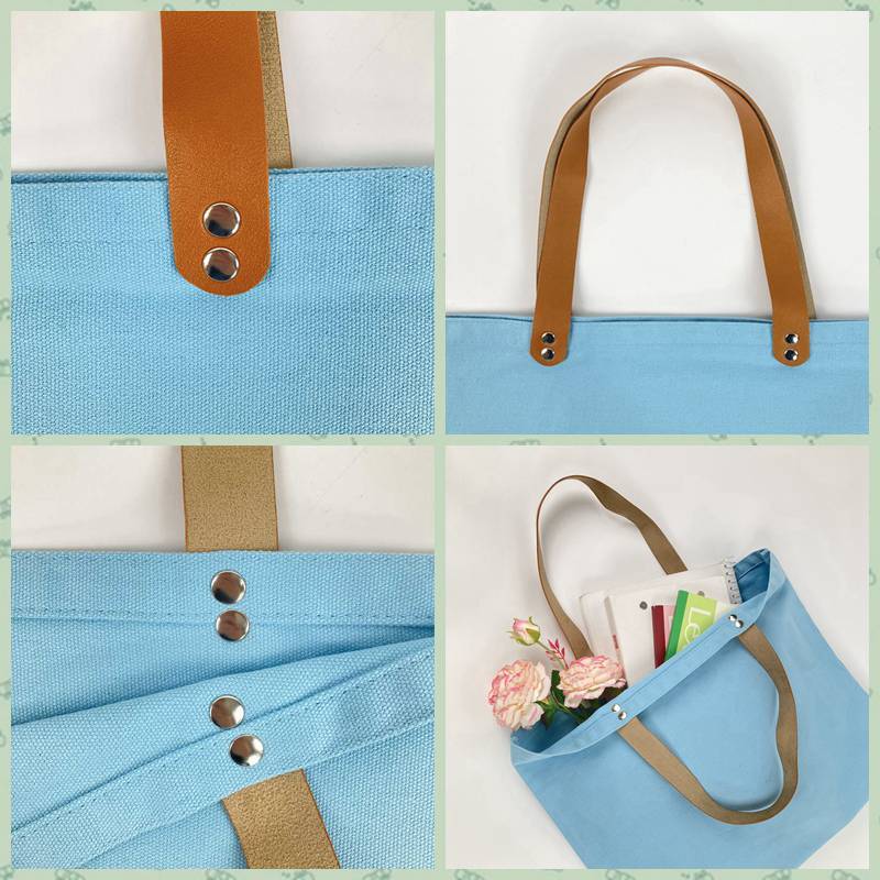 OEM Trendy Canvas Tote Bag with Leather Handle