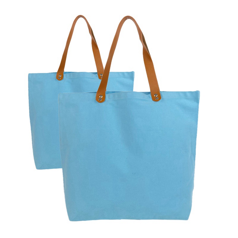 OEM Trendy Canvas Tote Bag with Leather Handle